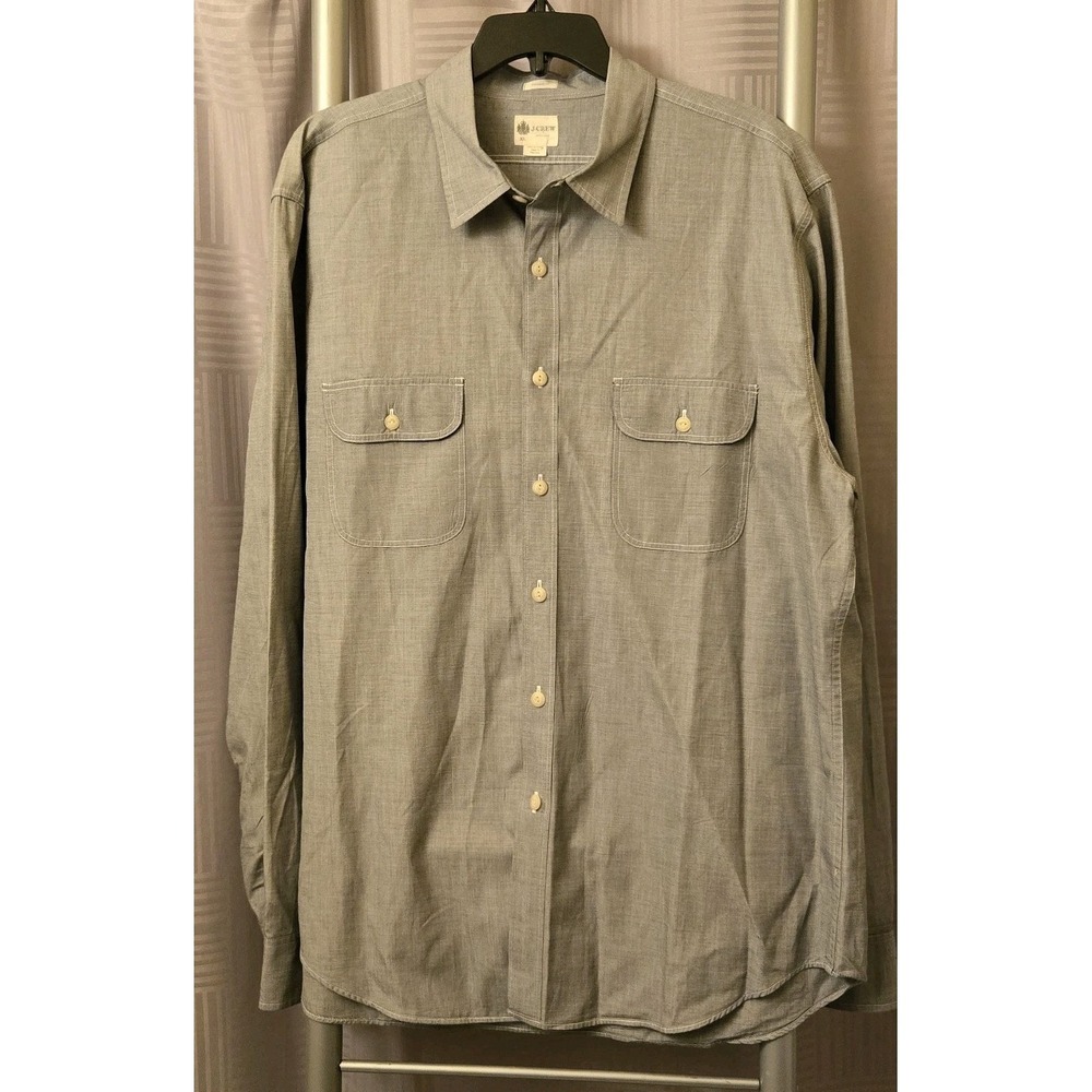 J.CREW Shirtings Charcoal Gray Mens XL Pinpoint Tailored Fit Long Sleeve Cotton